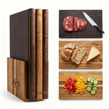 1/3pcs Book Cutting Board Set with Stand, Sol...