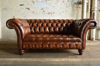 Chesterfield Ledersofa Couch Polster Designer 2 Sitzer Textil Sofas Couchen Neu