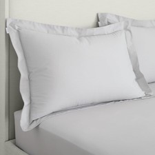 Image of 200 Thread Count Cotton Percale Oxford Pillow Case Pair Grey