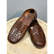 Sunsteps Hand Woven Leather Huarache Sandal Mens Size 12 Brown Slip On Loafer