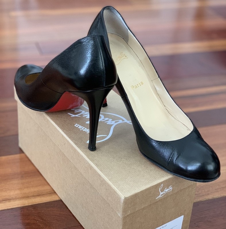 Christian Louboutin Black Leather Fifi 100 Pump Shoe Heel 41