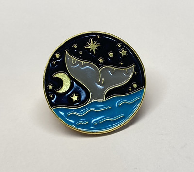 Night Sky Whale Swimming enamel pin Stars Moon Tail
