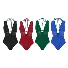 Traje de baño sin espalda para mujer de 1 pieza Trikini incorporado Top para tomar el sol surf