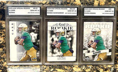  3  CJ CARR 2024-25 LEAF Prized Special Release GRADED GEM-MT 10 ROOKIE LOT