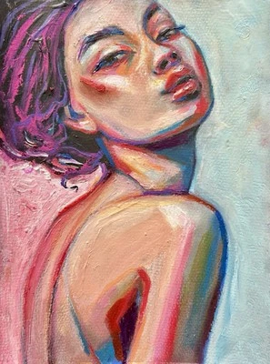 ORIGINAL Portrait Frau Abstrakt Malerei Modern Kunst HANDGEMALT - Bild 1 von 4