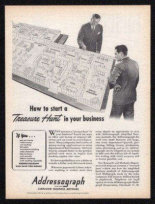 1944 Addressograph Start Treasure Hunt Improve Efficiency Cut Cost Save Print Ad