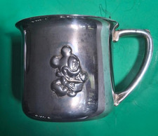 silverplate baby/child's cup Mickey Mouse 2 3/8" tall.