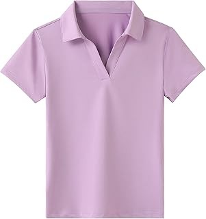 Girls Short Sleeve Golf Polo Shirts Quick Dry Athletic Tops for Aged 6-13