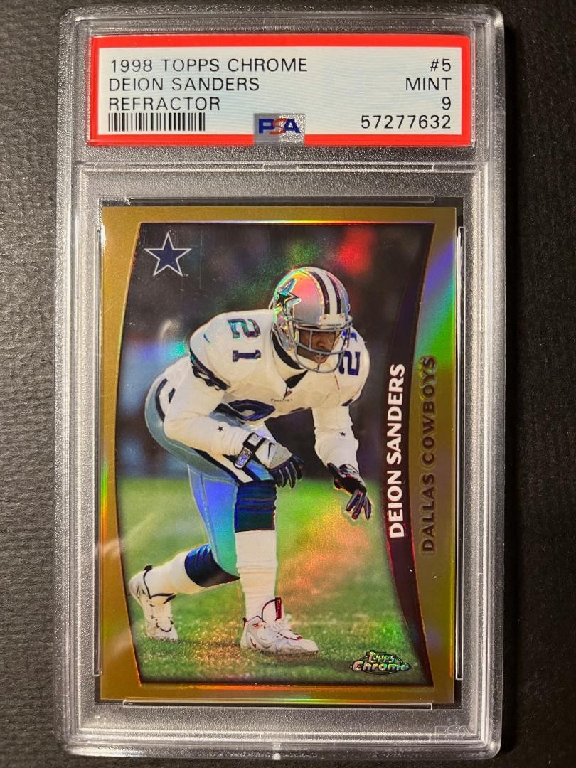 DEION SANDERS 1998 Topps Chrome REFRACTOR #5 PSA 9 MINT / HOF / Cowboys