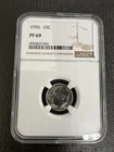 1956 10c PROOF ROOSEVELT SILVER DIME  NGC PF 69