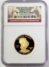 2008 W GOLD $10 LOUISA ADAMS 1/2 oz SPOUSE 6581 MINTED COIN NGC PROOF 70 UC 4195.90 per troy oz