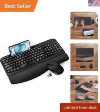 2.4G Wireless Keyboard and Mouse Set with Cushioned Palm Rest for Comfort