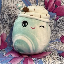 Small Squishmallows Mystery Drink Pillow 5” Turquoise Swirl W Straw
