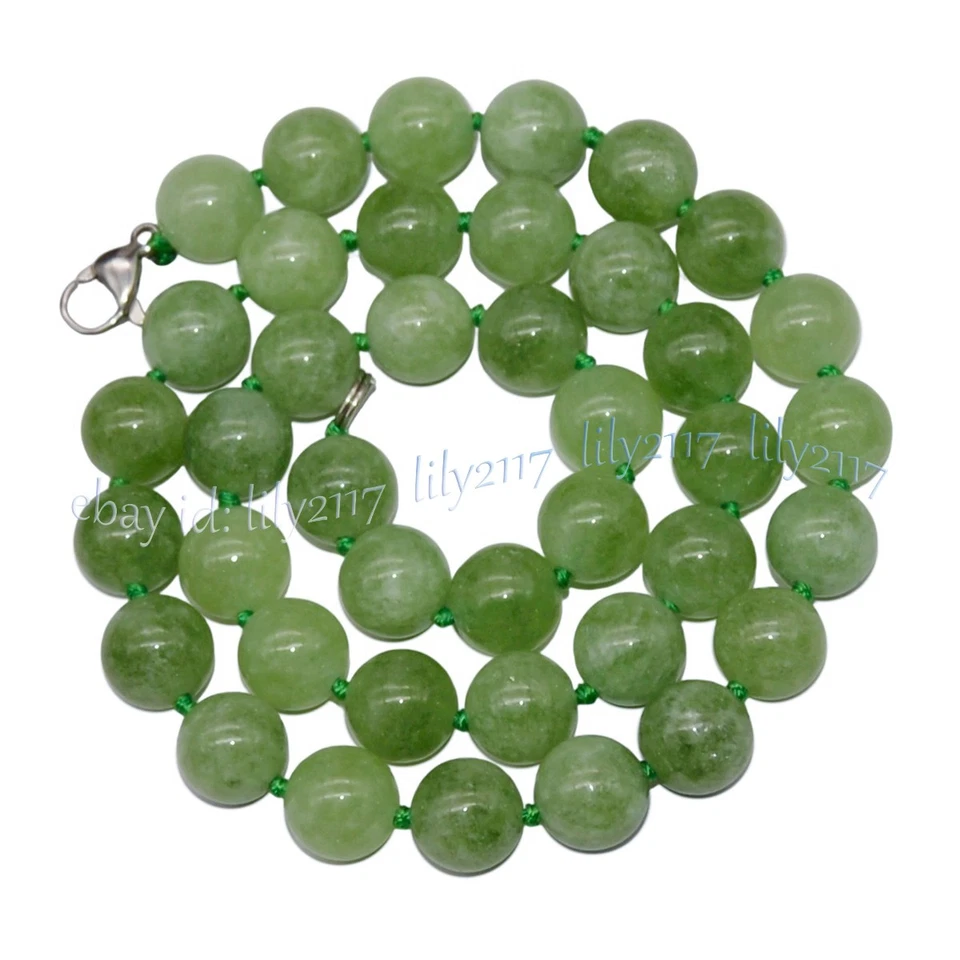 Collares de cuentas redondas de piedras preciosas de peridoto verde natural 14-56 pulgadas 4/6/8/10/12 mm Foto 3 de 4
