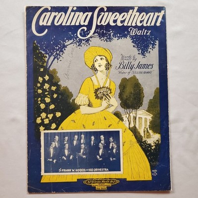 Carolina Sweetheart 1925 Antique Sheet Music Piano Ukulele Vocal Billy James VTG