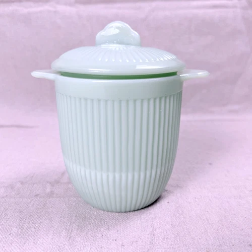 Vintage Anchor Hocking Fire King Jane Ray Jadeite Sugar Bowl Jade Green With Lid