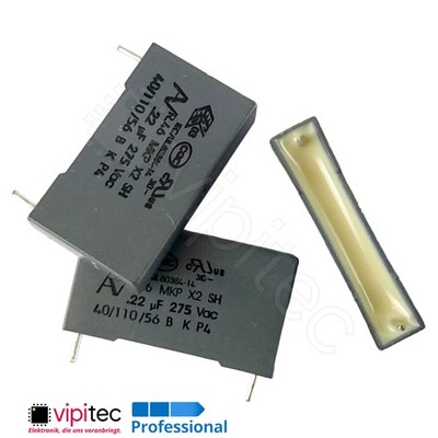 220nF X2 MKP Kondensator ±20% 275V 0,22µF uF 26,5x15x5 RM22,5 Entstörkondensator