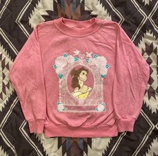 Vintage 90s Disney Beauty The Beast Belle Toddler Sweatshirt Pink Girls Size 6