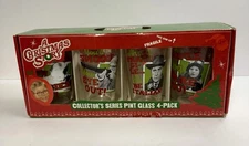 Boxed Set Of 4 A Christmas Story Collector Series Clear Pint Glasses ICUP