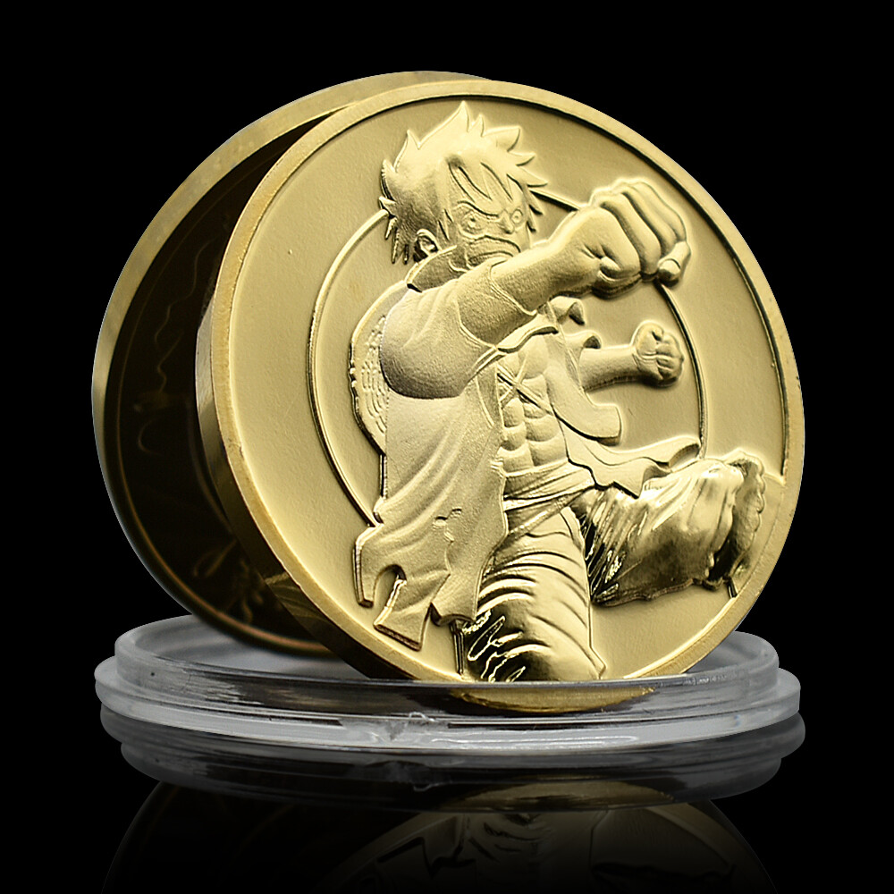 ONE PIECE Gold Challenge Coin Luffy Medal In Capsule 3D
