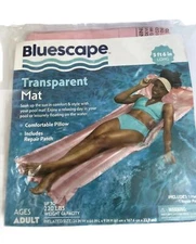 NEW! Bluescape Pink Transparent Air Mat, Inflatable Pool Float, Adult, Unisex