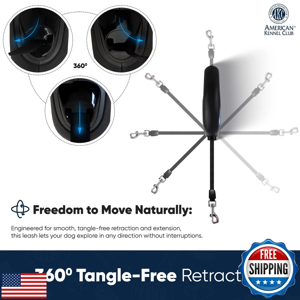 Correa retráctil sin enredos American Kennel Club para perro, 16,4 pies, para perros hasta t Foto 4 de 4