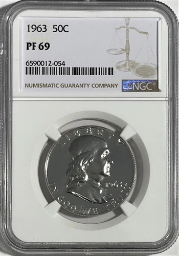 1963 P NGC PF69 SILVER Proof Ben Franklin Half Dollar 50c 90% Silver White Label
