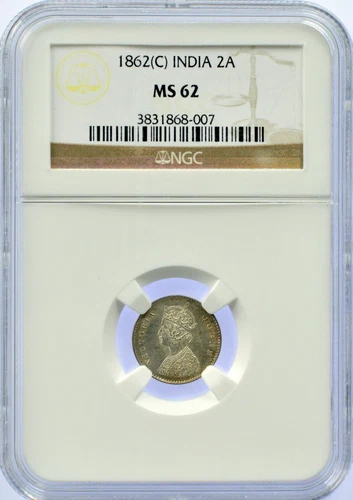 British India 1862 (C) 2 Anna NGC MS 62
