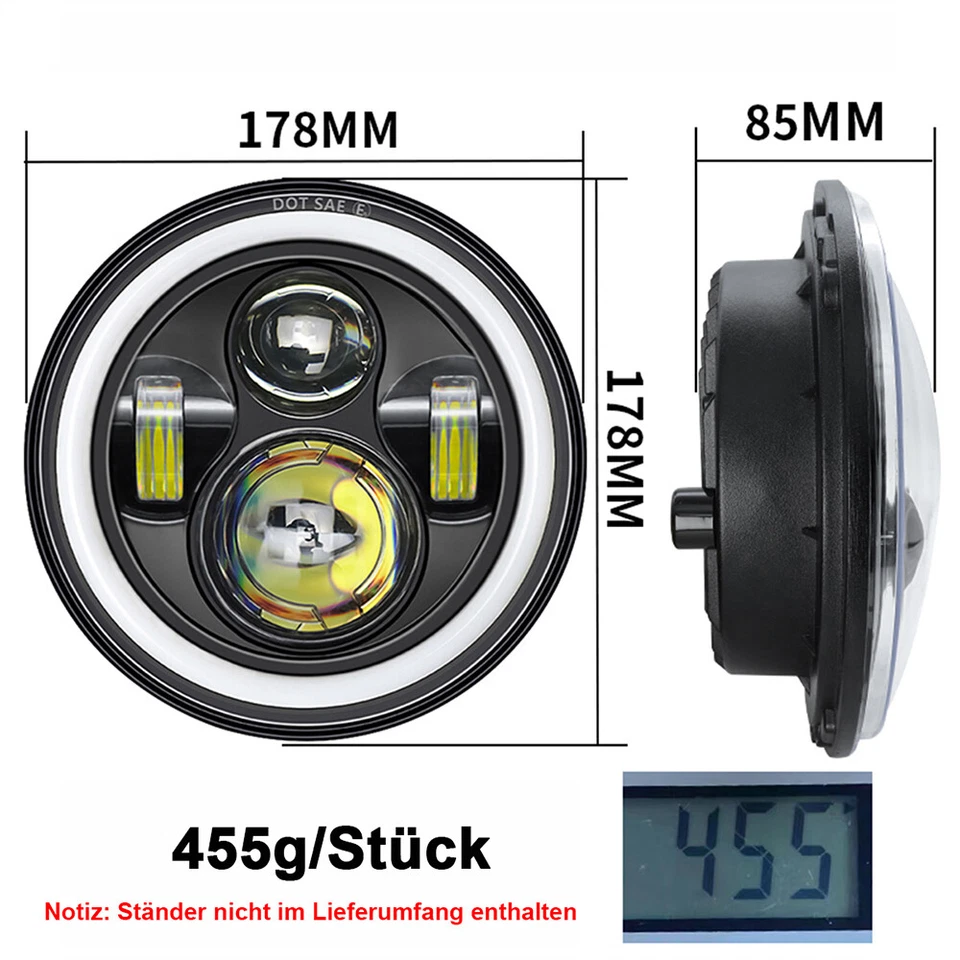 Faro de motocicleta de 7 pulgadas con haz alto/bajo LED Harley Davidson Dyna Sportster Foto 2 de 4