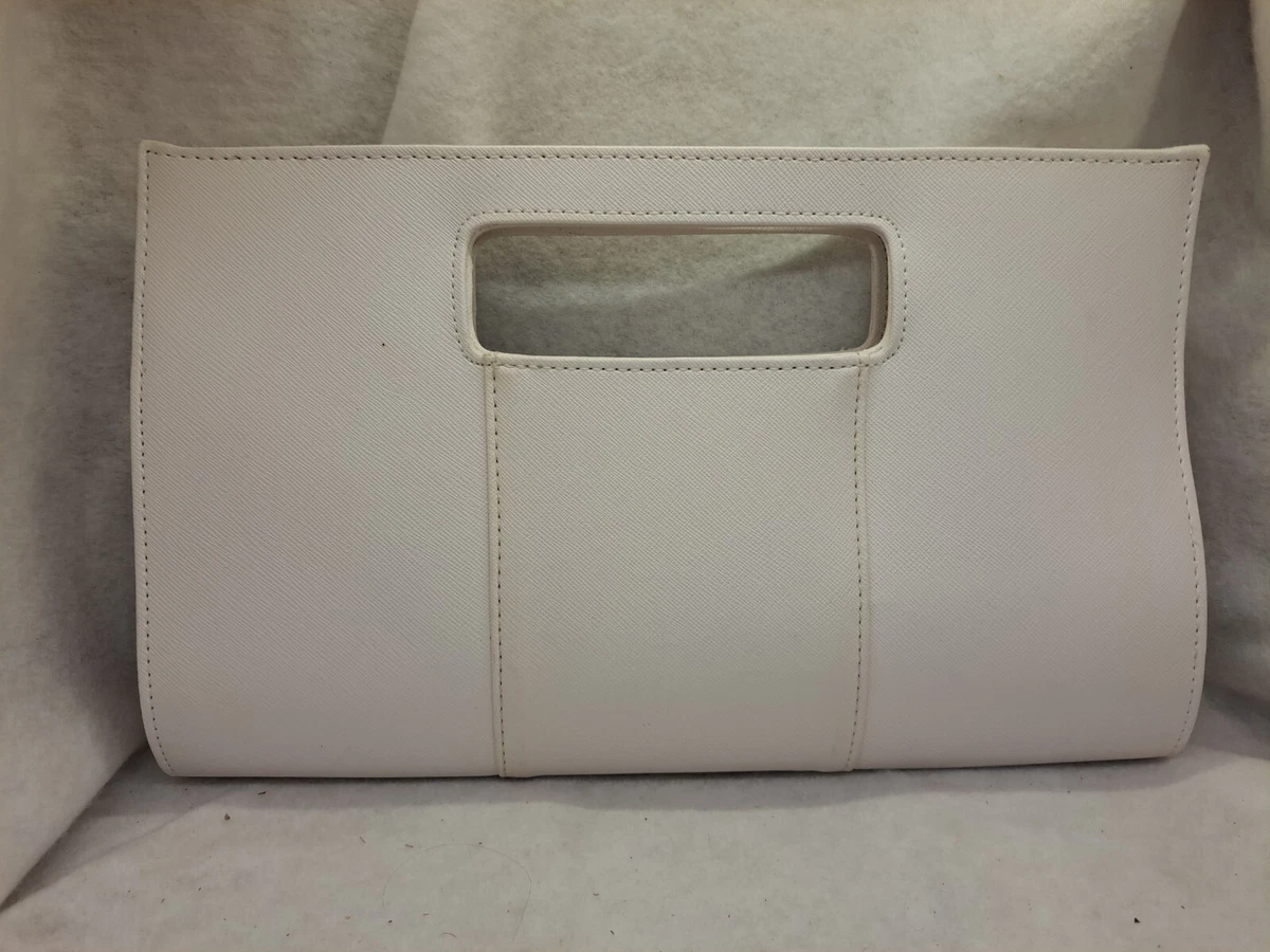 Charming Charlie White Handbag Faux Pebbled Leather Magnetic Snap