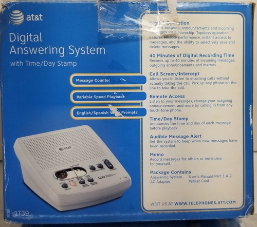 AT&T 1739 Digital Answering Machine System Great Condition- tested & works - Picture 2 of 5