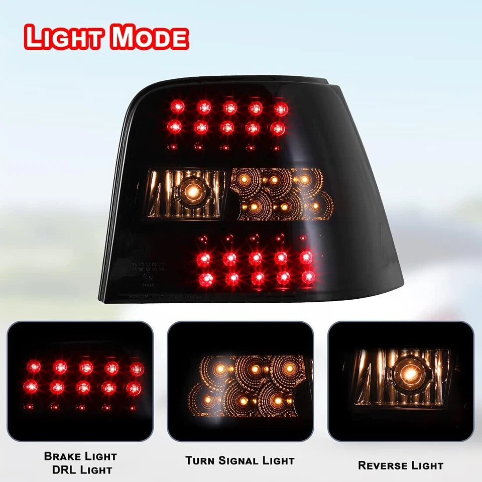 For 1999-2004 Volkswagen Golf GTI MK4 LED Tail Lights Black Smoke Rear Lamps VW - Imagem 2 de 4