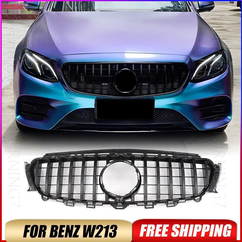 Gloss Black Front Hood Bumper Grille for Mercedes W213 E-Class 2016-2020
