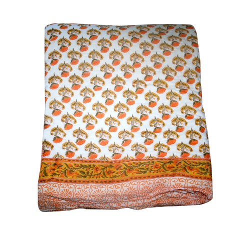 Jaipur i Rajai Kantha Quilt Indian Cotton Blanket Cover Hand Block King Size  - Foto 5 di 5