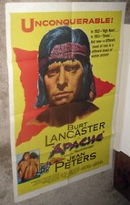 APACHE original 1954 27x41 one sheet movie poster BURT LANCASTER/JEAN PETERS