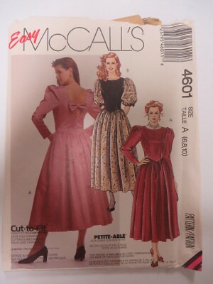 Vtg 80's McCall's 4601 PRINCESS SEAMED BODICE DRESS Sewing Pattern Women Sz  6-10