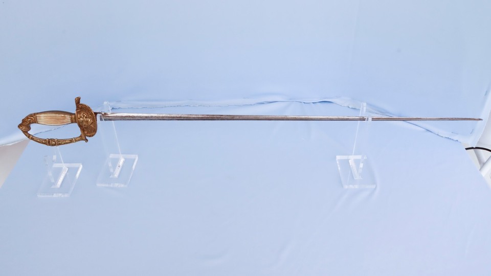 19th C Gilt Bronze French Officer Epee Sword & MOP Grip Napoleon Battle