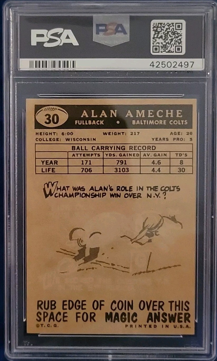 1959 Topps Football 30 Alan Ameche Baltimore Colts PSA 7 Falak