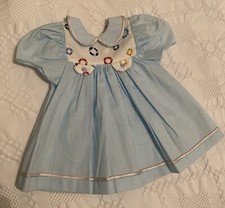Vintage New 1960  s Doll Or Infant Child Dress Blue Sweet 