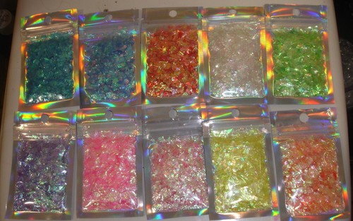 Mylar iridescent flakes 10x 2g bags assorted colours - 第 1/22 張圖片