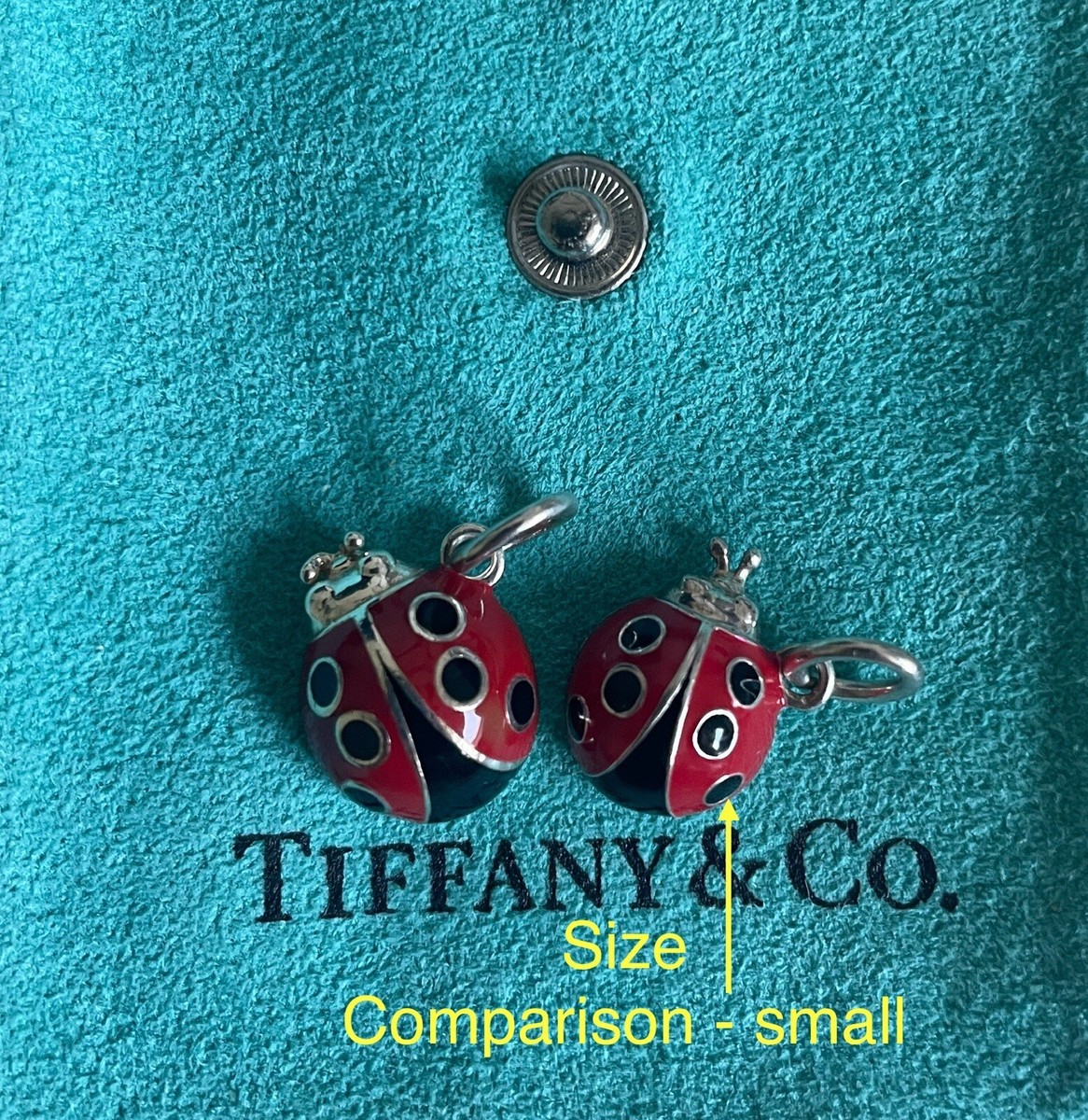 Tiffany & Co. Red Black Enamel Ladybug Pendant Charm 4 Necklace