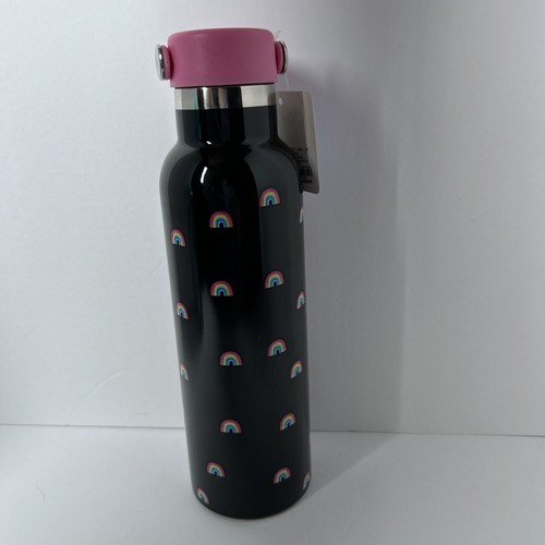 Claire’s Mädchen 20 Unzen Edelstahl Wasserflasche Optimist schwarz pink Regenbogen Neu mit Etikett - Bild 4 von 9