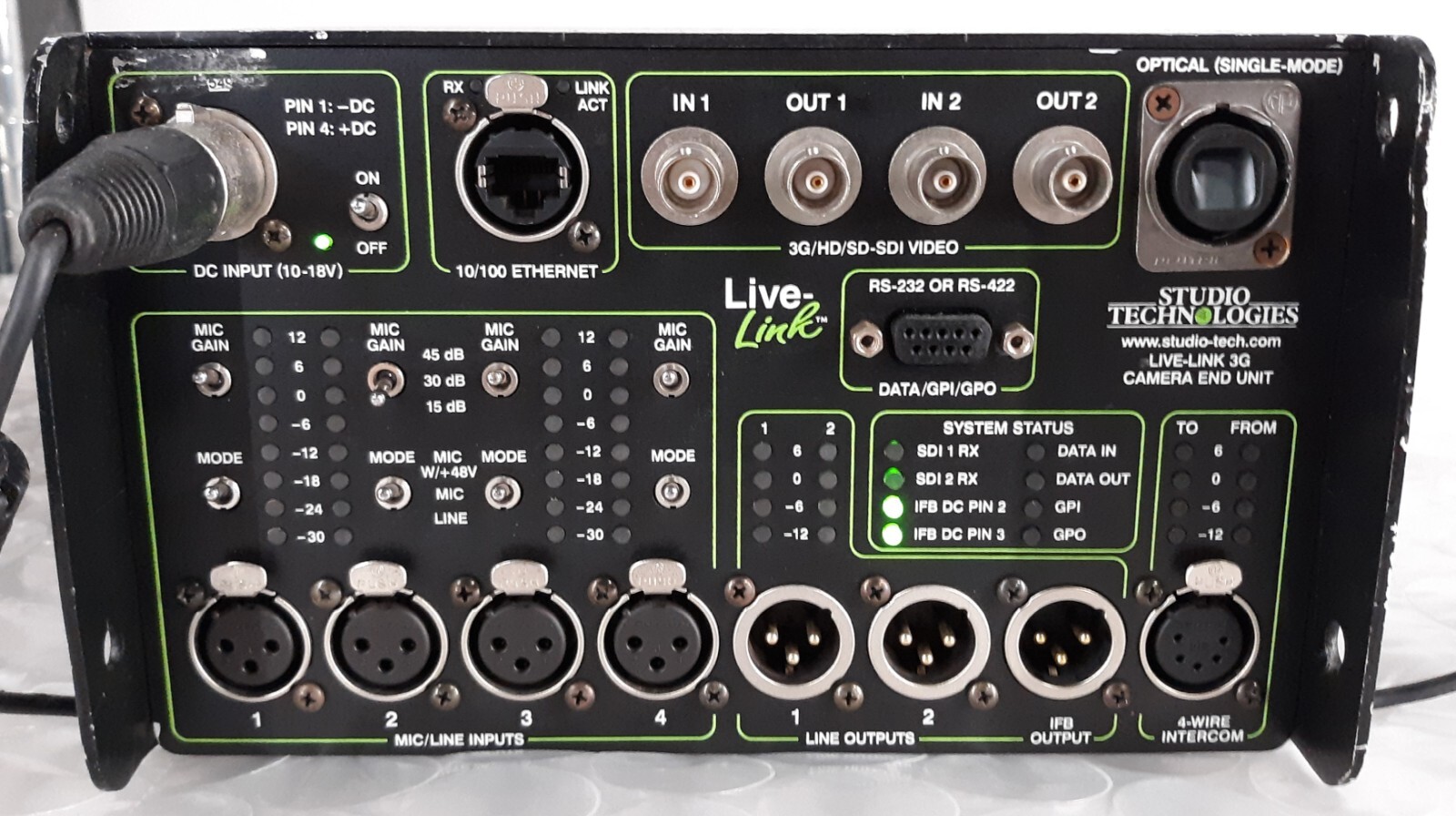 Studio Technologies LL3GCA-031 3G Camera End Unit 3G/HD/SD-SDI NO AC *TESTED*
