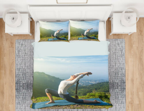 3D Woman Yoga ZHUA4683 Bed Pillowcases Quilt Duvet Cover Set Queen King