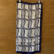 Navy and White Large Square Vintage Scarf
