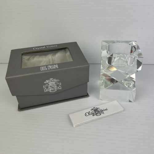 New Crystal Votive Glass Candle Holder Oleg Cassini Heavy Old Gift Stock