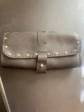 Black Leather motorcycle tool bag, Hand made and hand sewn