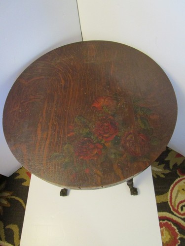 VICTORIAN OAK WOOD TABLE w/ cast metal eagle GLASS BALL CLAW FEET 227.5"T 1900's - Picture 9 of 11