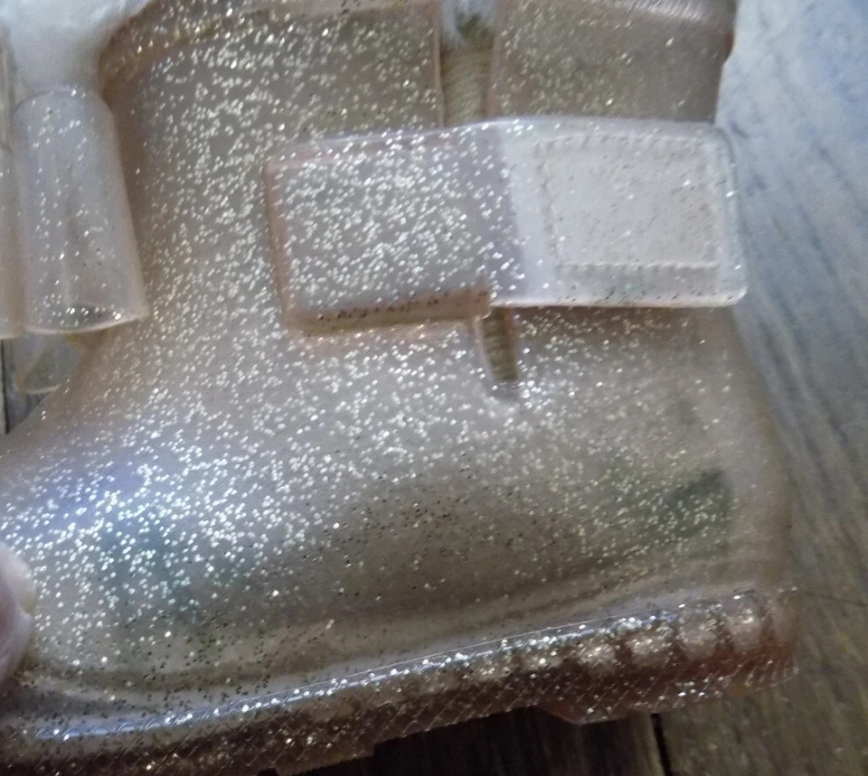 Botas estilo gelatina GARANIMAL removível forro de pele sintética ouro rosa brilho arco 4 - Imagem 4 de 4