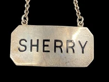 Vintage Sterling Silver Sherry Liquor Decanter Label Tag